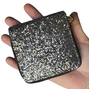 Mini Glitter Keychain Wallet Clip On Iridescent Card Holder Sparkly Small Zipper